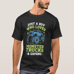 Camiseta Menino Que Ama Caminhões Monstros e Jogos