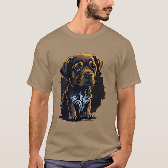 Camiseta menino retrô de cão triste (Frente)