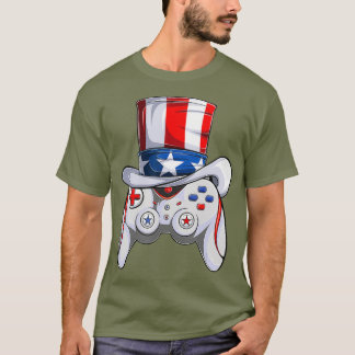 Camiseta Meninos 4 de julho Vídeo Jogo American Flag Tio