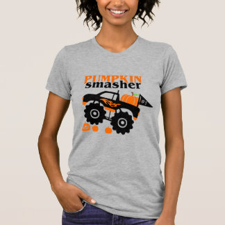 Camiseta Meninos Abobora Smasher Caminhão Monstro de Hallow