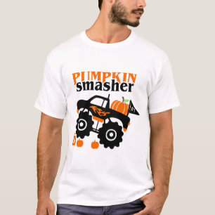 Camiseta Meninos Abobora Smasher Caminhão Monstro de Hallow