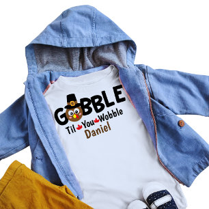 Camiseta Meninos, Ação de Graças, Cute Turkey Gobble Name