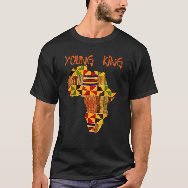 Camiseta Meninos africanos do Impressão Kente com o Rei Ken (Frente)