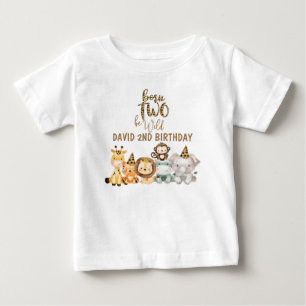 Camiseta Meninos Animais Safari Dois Aniversário Selvagem