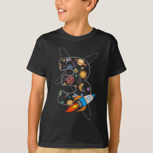 Camiseta Meninos aniversário de 3 anos Astronauta de 3 anos