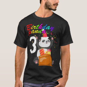 Camiseta Meninos aniversário de 3 anos Panda Bear Boys Meni