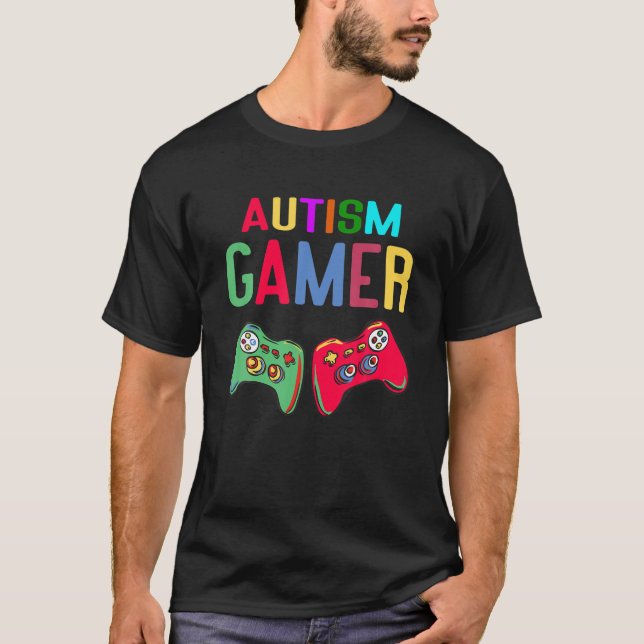 Camiseta Meninos Autismo Gamer Autismo Consciência Mês Jogo (Frente)