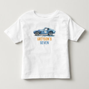 Camiseta Meninos Carro de Corrida Azul Legal Aniversário