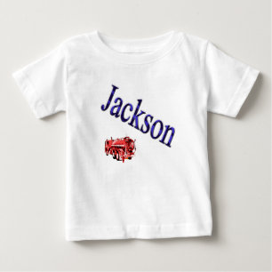 Camiseta Meninos Chamados Jackson Name Com Motor De Fogo,