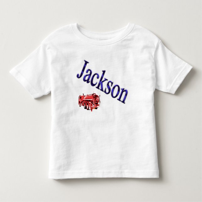 Camiseta Meninos Chamados Logotipo do Nome Azul Jackson, (Frente)