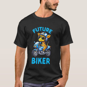 Camiseta Meninos Ciclista Motocicleta Girafa Meninos