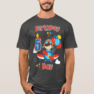 Camiseta Meninos Cinco Aviões Aniversário De Cinco Anos