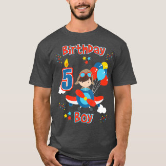 Camiseta Meninos Cinco Aviões Aniversário De Cinco Anos