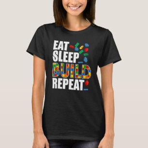 Camiseta Meninos Comem Sono Construam Repetir Blocos Funerá