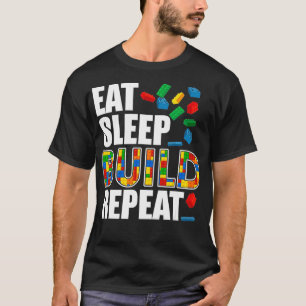 Camiseta Meninos Comem Sono Construam Repetir Blocos Funerá