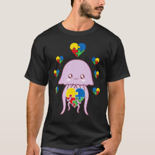 Camiseta Meninos Coração de Água-Viva Peça de Puzzle Consci