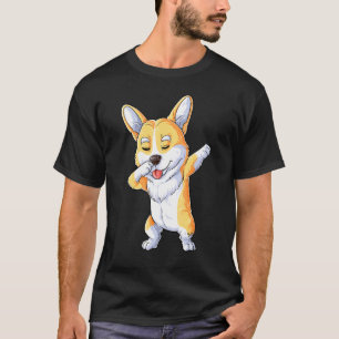Camiseta Meninos Corgi Fazendo Dab Dança Infantil Cachorro