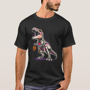Camiseta Meninos das Halloween Dinossaur Skeleton rex Pumpk