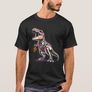 Camiseta Meninos das Halloween Dinossaur Skeleton rex Pumpk
