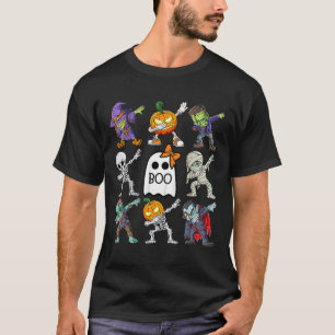 Camiseta Meninos de Halloween Dabbing Esqueleto Zumbi Abóbo