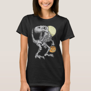 Camiseta Meninos de Halloween Dinossauro Esqueleto rex Abób