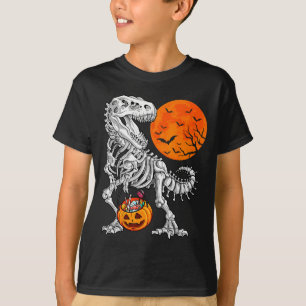 Camiseta Meninos de Halloween Dinossauro Esqueleto T Rex Y