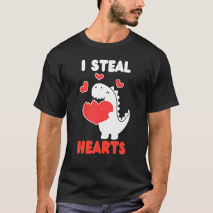 Camiseta Meninos Dias de os namorados Dinossauro Roubo Cora