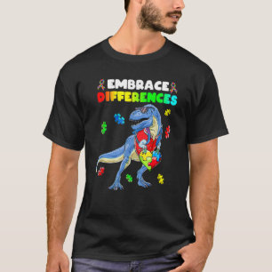 Camiseta Meninos Dinossauro Coração Peça de Quebra-Cabeça C