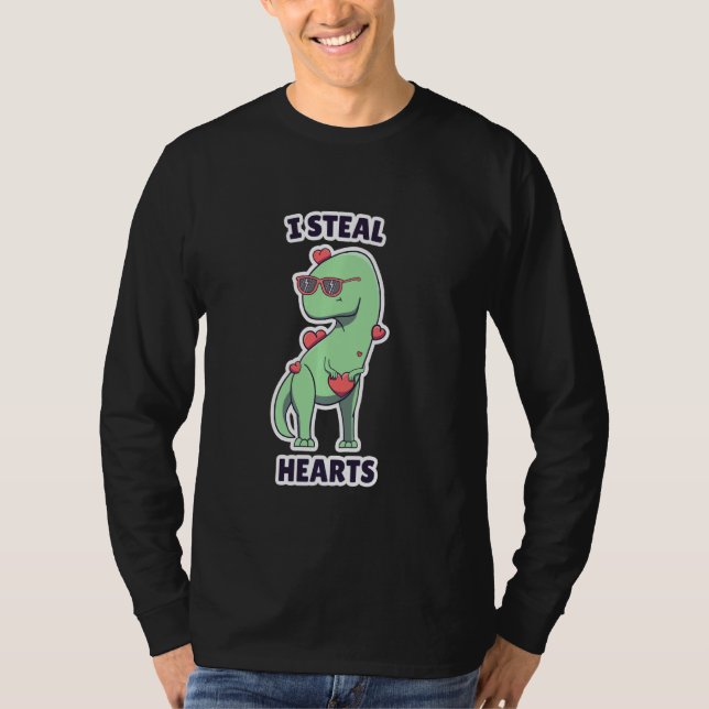 Camiseta Meninos Dinossauro T Rex Dias de os namorados Cria (Frente)