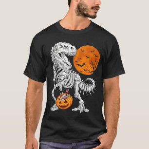 Camiseta Meninos do Halloween Dinossaur Skeleton T rex Pump