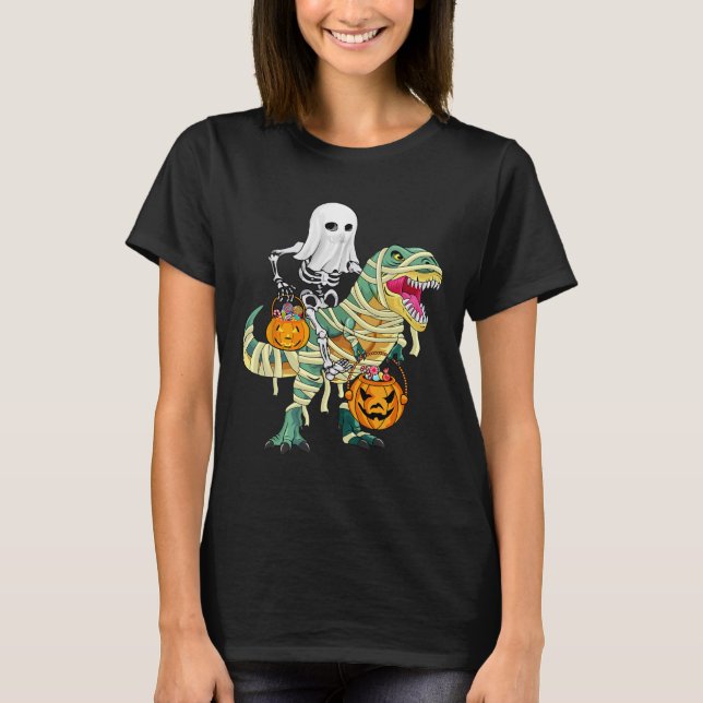 Camiseta Meninos do Halloween Esqueletrizando fantasma do D (Frente)