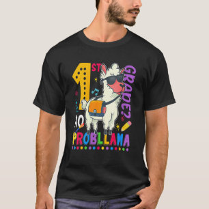 Camiseta Meninos do primeiro ano, nenhum problema, lhama, p