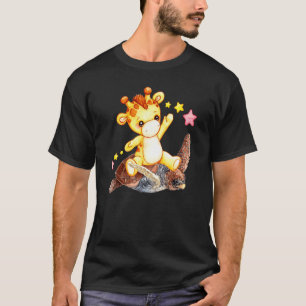 Camiseta Meninos Do Zoológico Da Tartaruga Bonita Girafa Pe