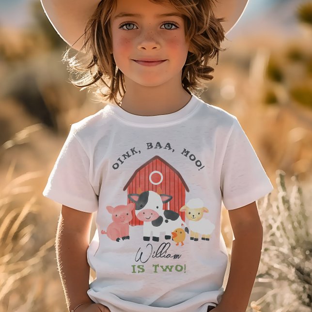 Camiseta Meninos “Dois” Fazenda Animais do Quintal Crianças (Criador carregado)