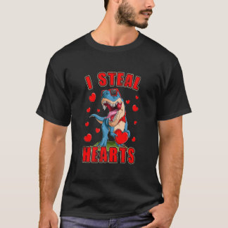 Camiseta Meninos E Homens Engraçados Eu Roubo Corações Dino