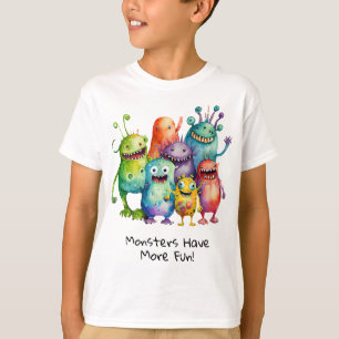 Camiseta Meninos e Meninas Bonitos e coloridos monstros