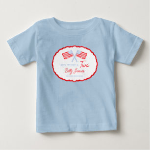 Camiseta Meninos Elegantes Vermelho Branco & Dois Aniversár