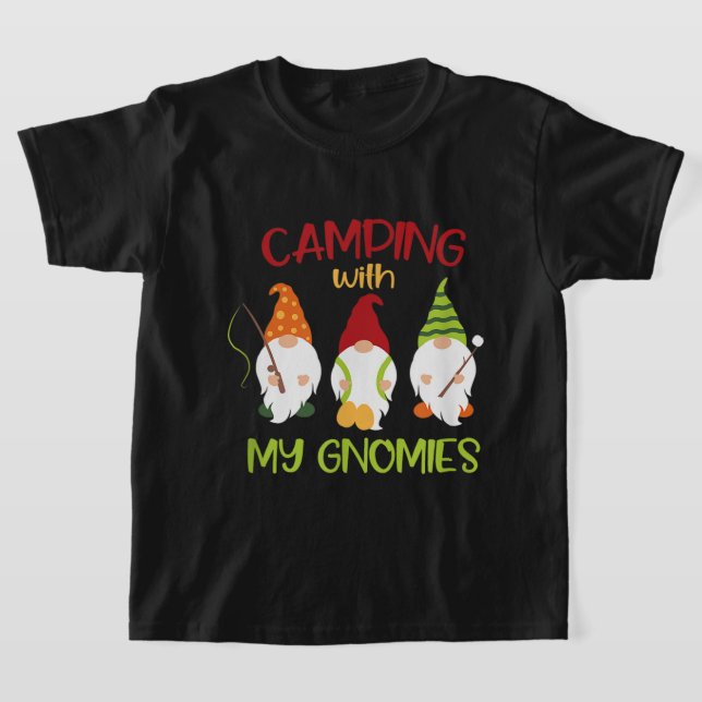Camiseta Meninos engraçados acamparando gnomo de arte (Postura )