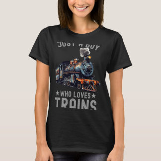 Camiseta Meninos Engraçados Apenas Um Menino Que Adora Tren
