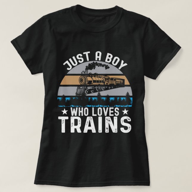 Camiseta Meninos Engraçados Apenas Um Menino Que Adora Tren (Frente do Design)