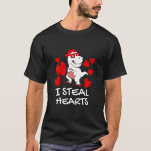 Camiseta Meninos Eu Roubo Corações Trex Dinossauro Menino V