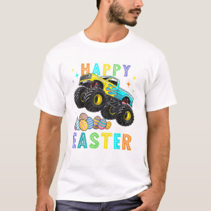 Camiseta Meninos Feliz Páscoa Caminhão Monstro Ovos de Pásc