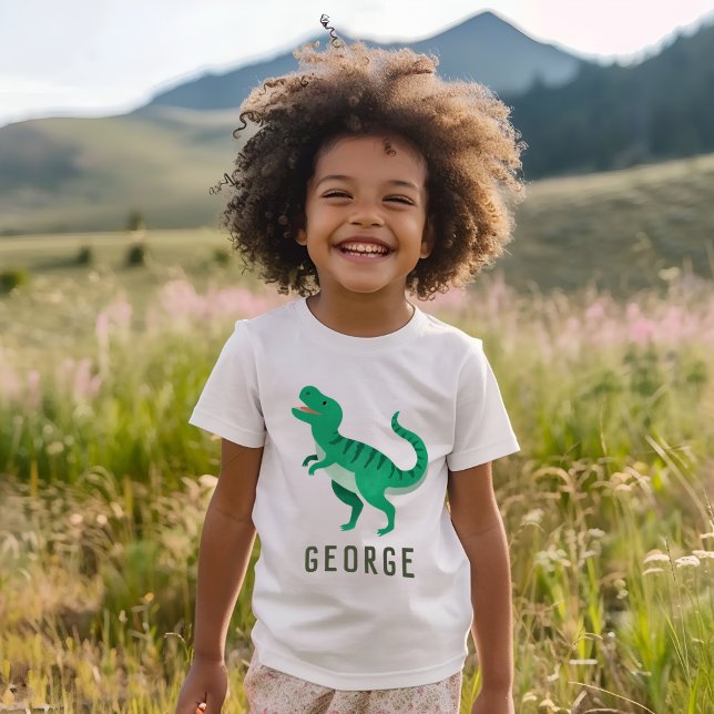 Camiseta Meninos Gelados Dinossauros Verdes T-Rex Crianças (Criador carregado)