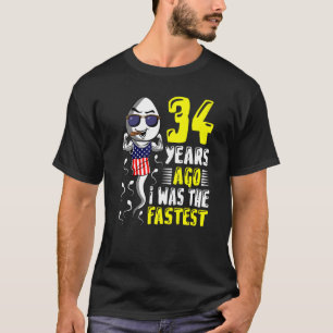 Camiseta Meninos Há 34 Anos Eu Era O 34.º Aniversário Mais 