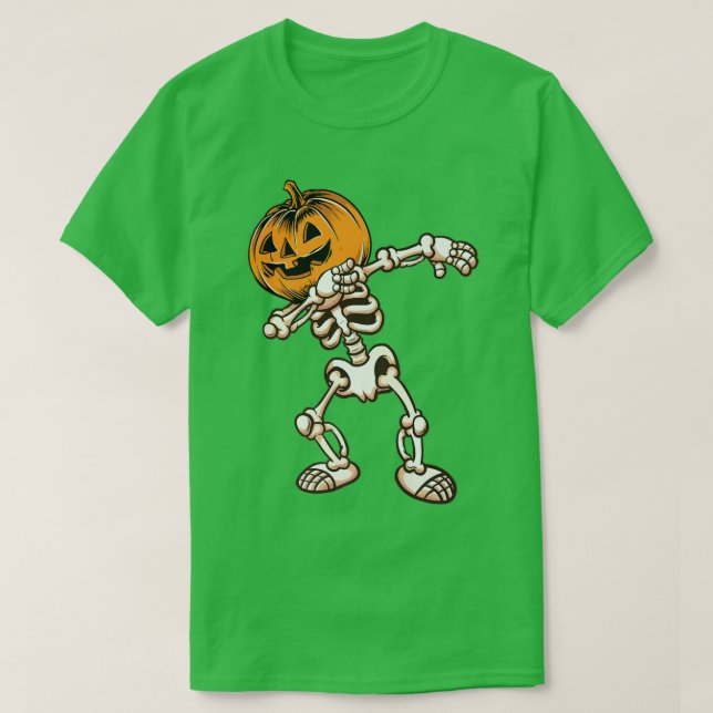 Camiseta Meninos Halloween Dabbing Skeleton Assustador Jack (Frente do Design)