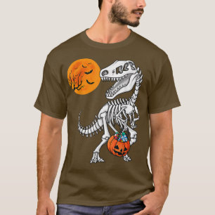 Camiseta Meninos Halloween Dinossaur Skeleton T Re Pumpki A
