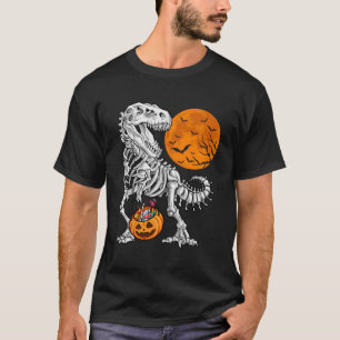Camiseta Meninos Halloween Dinossaur Skeleton T Rex Scarpk