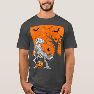 Camiseta Meninos Halloween Dinossaur Skeleton T Rex Scarpk