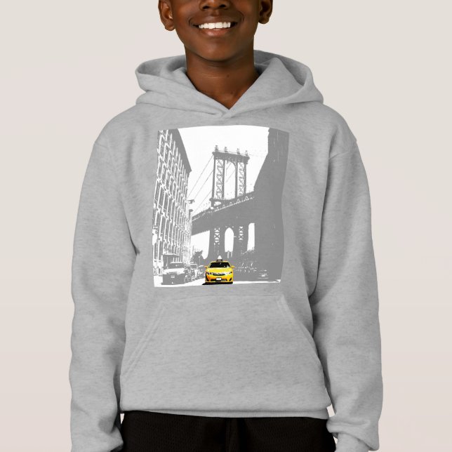 Camiseta Meninos Hoodie New York Nyc Yellow Taxi Brooklyn (Frente)