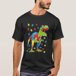 Camiseta Meninos Meninos Dinossauro Peça de Puzzle Consciên